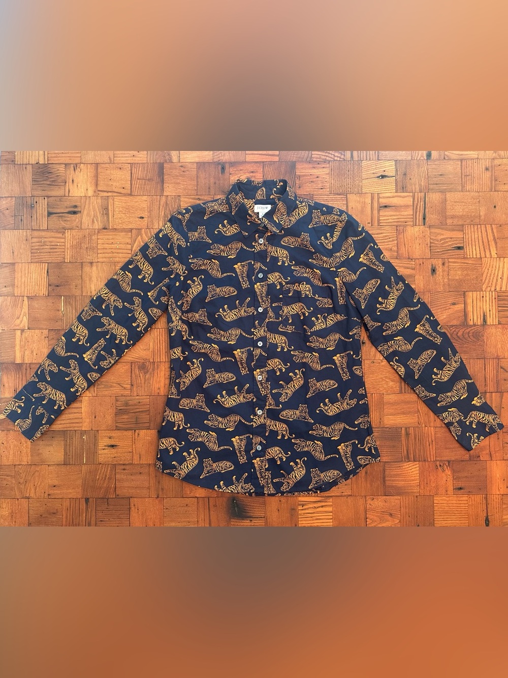 J.CREW Tiger Print Cotton Button-Down Shirt. Signature Fit. - Picture 4 of 8